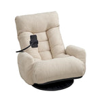 Fauteuil inclinable pivotant en tissu bouclé beige avec support de téléphone, appuie-tête et dossier réglables