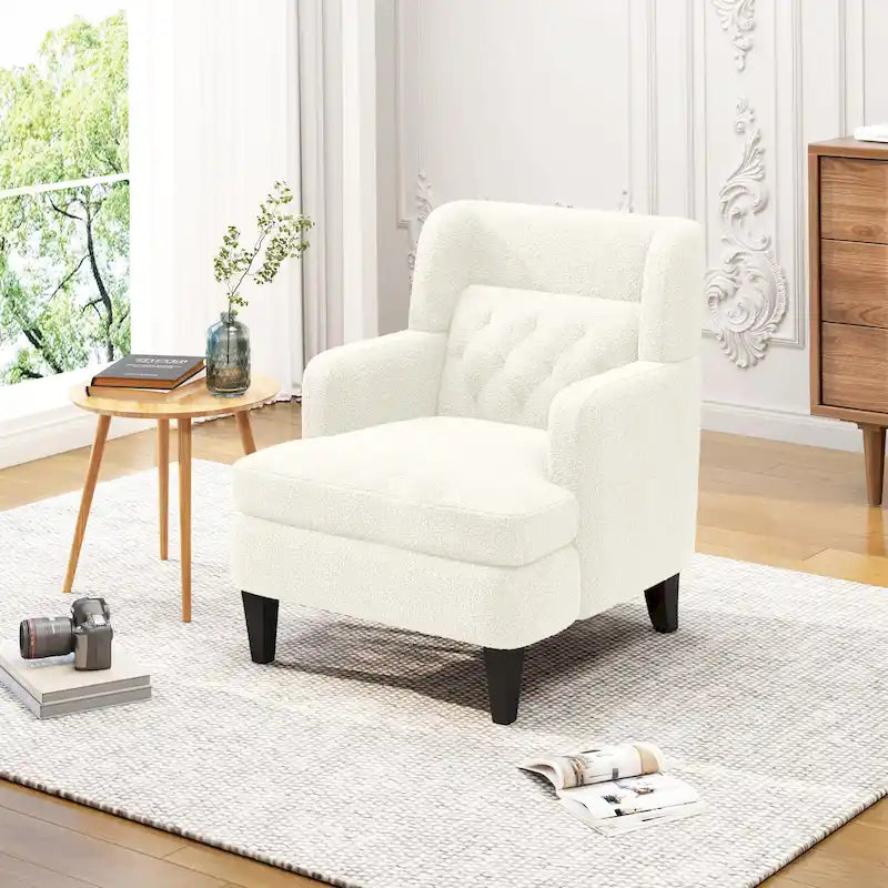 Fauteuil d'appoint en tissu moderne avec dossier rembourré
