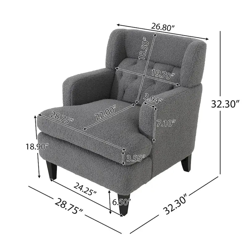 Fauteuil d'appoint en tissu moderne avec dossier rembourré