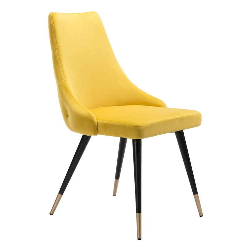 Lot de 2 chaises de salle à manger en velours capitonné avec pieds noirs - 20,5 x 24,6 x 34,8