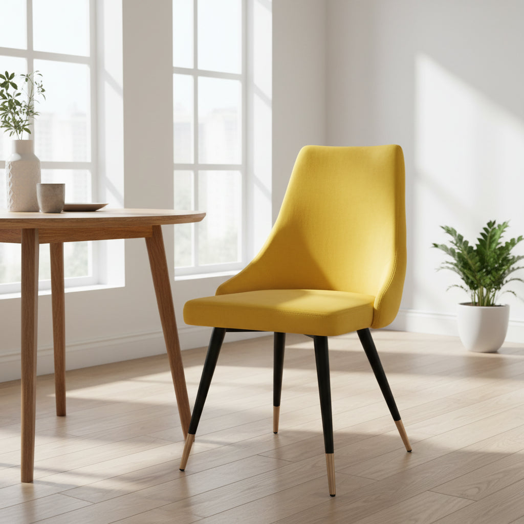 Set of 2 Tufted Velvet Windsor Back Dining Chairs with Black Legs - 20.5 x 24.6 x 34.8