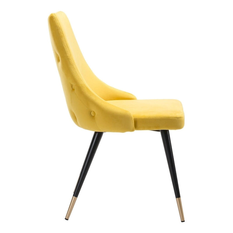 Lot de 2 chaises de salle à manger en velours capitonné avec pieds noirs - 20,5 x 24,6 x 34,8