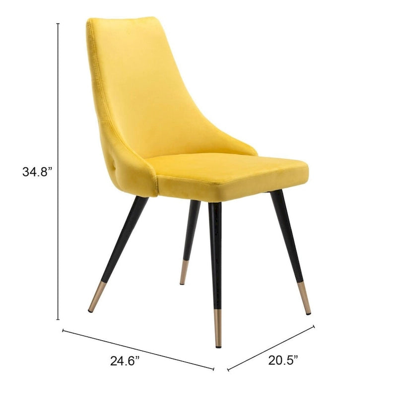 Lot de 2 chaises de salle à manger en velours capitonné avec pieds noirs - 20,5 x 24,6 x 34,8