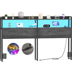 Tête de lit avec tiroirs de rangement et lumière LED, tête de lit avec prises électriques, ports USB