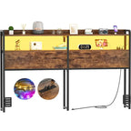 Tête de lit avec tiroirs de rangement et lumière LED, tête de lit avec prises électriques, ports USB