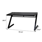 Bureau de jeu et d'étude professionnel en verre trempé avec pieds en Z et câble USB intégré