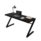 Bureau de jeu et d'étude professionnel en verre trempé avec pieds en Z et câble USB intégré