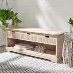 Banc de rangement avec 3 tiroirs et étagère inférieure – 47,3 L x 15 P x 19 H