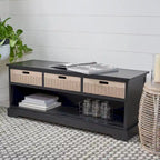 Banc de rangement avec 3 tiroirs et étagère inférieure – 47,3 L x 15 P x 19 H