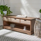 Banc de rangement avec 3 tiroirs et étagère inférieure – 47,3 L x 15 P x 19 H