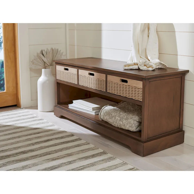 Banc de rangement avec 3 tiroirs et étagère inférieure – 47,3 L x 15 P x 19 H