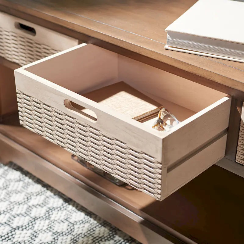 Banc de rangement avec 3 tiroirs et étagère inférieure – 47,3 L x 15 P x 19 H
