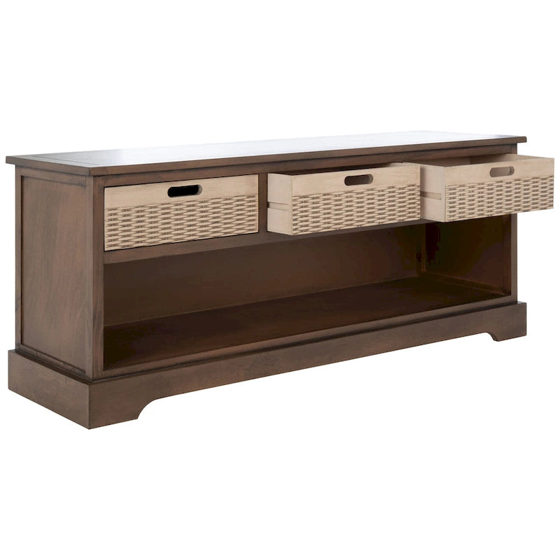 Banc de rangement avec 3 tiroirs et étagère inférieure – 47,3 L x 15 P x 19 H