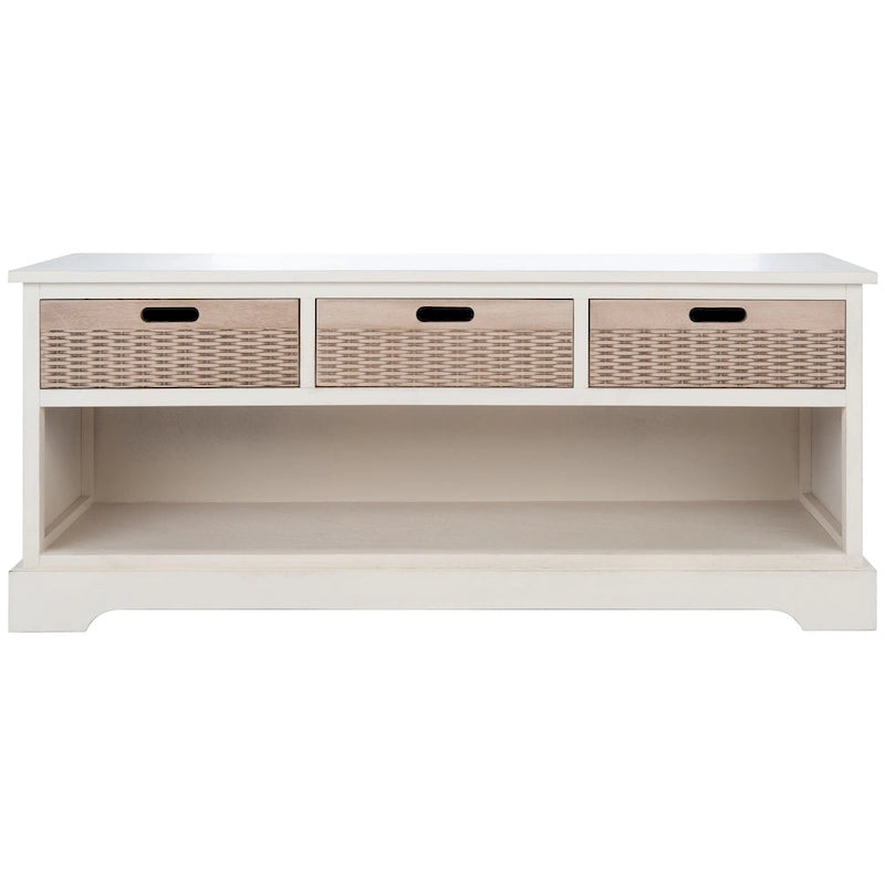 Banc de rangement avec 3 tiroirs et étagère inférieure – 47,3 L x 15 P x 19 H