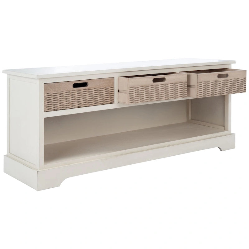 Banc de rangement avec 3 tiroirs et étagère inférieure – 47,3 L x 15 P x 19 H