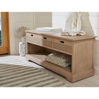 Banc de rangement avec 3 tiroirs et étagère inférieure – 47,3 L x 15 P x 19 H