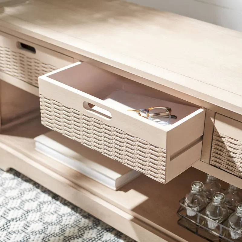 Banc de rangement avec 3 tiroirs et étagère inférieure – 47,3 L x 15 P x 19 H