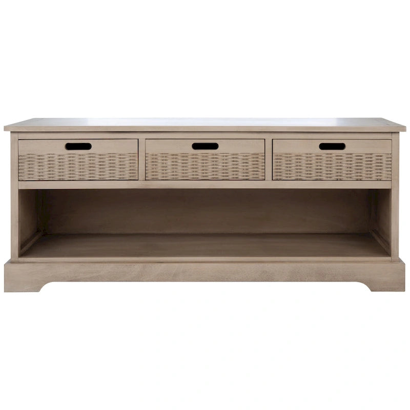 Banc de rangement avec 3 tiroirs et étagère inférieure – 47,3 L x 15 P x 19 H