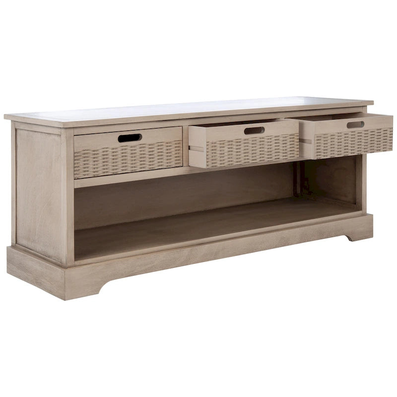 Banc de rangement avec 3 tiroirs et étagère inférieure – 47,3 L x 15 P x 19 H