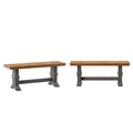 Banc de salle à manger en bois avec pieds tréteaux bicolores