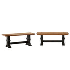 Banc de salle à manger en bois avec pieds tréteaux bicolores