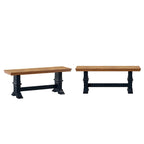 Banc de salle à manger en bois avec pieds tréteaux bicolores