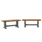 Banc de salle à manger en bois avec pieds tréteaux bicolores