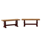 Banc de salle à manger en bois avec pieds tréteaux bicolores