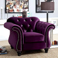 Fauteuil capitonné en tissu traditionnel avec boutons