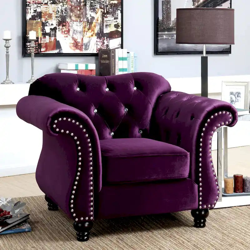 Tese Traditional Fabric Felt Button Tufted Armchair by 