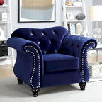 Fauteuil capitonné en tissu traditionnel avec boutons
