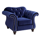 Fauteuil capitonné en tissu traditionnel avec boutons