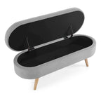 Banc de rangement ottoman ovale, pieds en bois d'hévéa