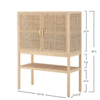 Meuble bas en rotin tressé et bois avec 2 portes