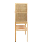 Meuble bas en rotin tressé et bois avec 2 portes