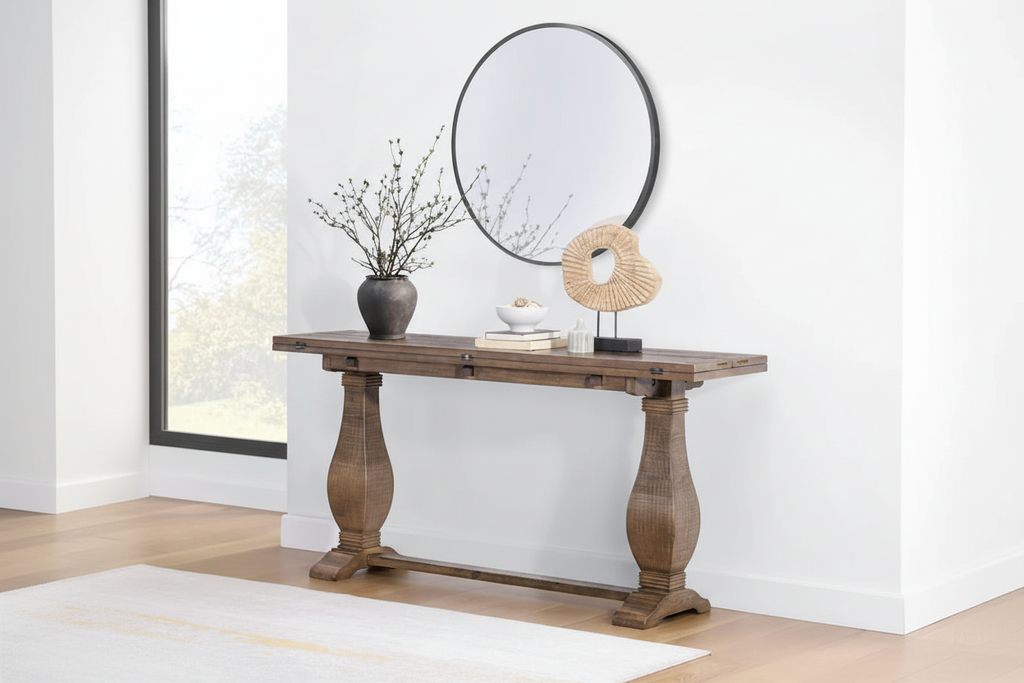 60 Table Console Canapé Rabattable à Piedestal en Bois Massif