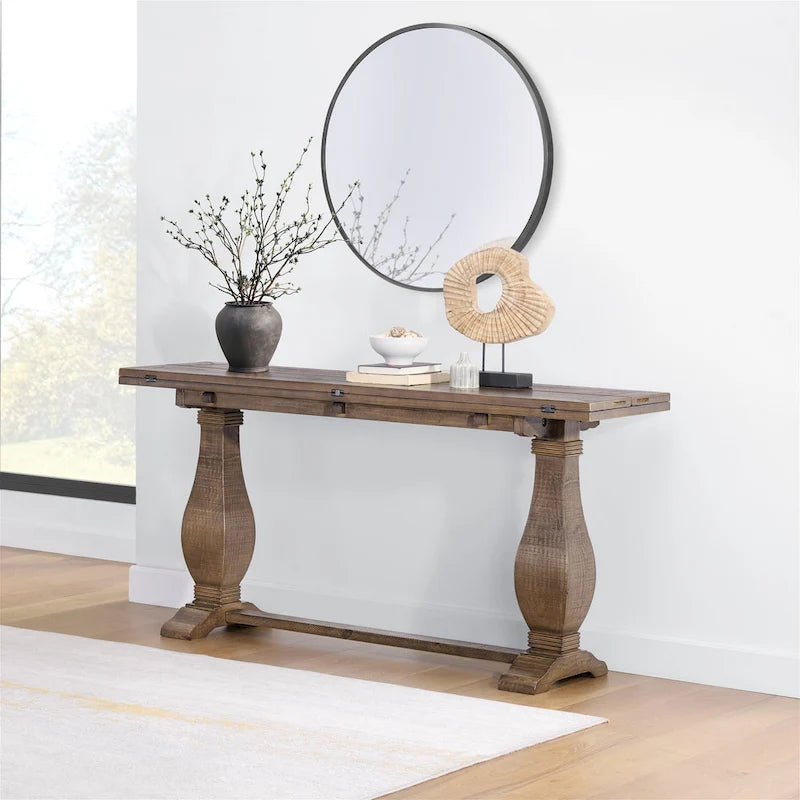 60 Table Console Canapé Rabattable à Piedestal en Bois Massif