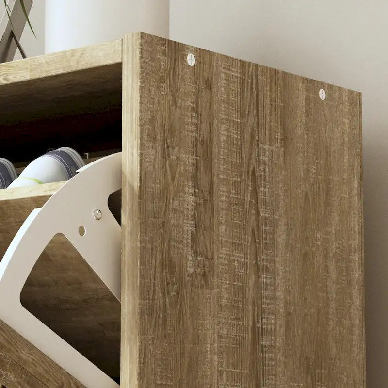  Freestanding 2 Flip Drawers Shoe Cabinet Storage Organizer