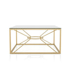 Table basse en acier et verre de 35 pouces, revêtement or glamour