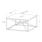 Table basse en acier et verre de 35 pouces, revêtement or glamour