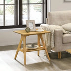  Arona Mid-Century Modern Wood End Table with Shelf