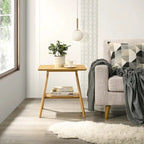 Table d'appoint en bois Mid-Century Modern avec étagère