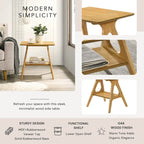 Table d'appoint en bois Mid-Century Modern avec étagère