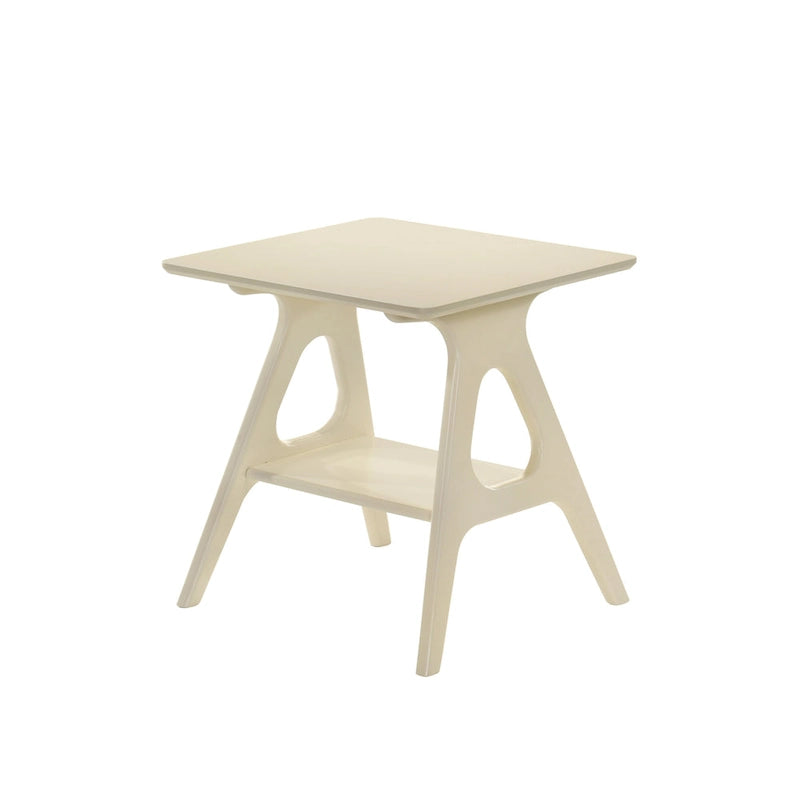 Table d'appoint en bois Mid-Century Modern avec étagère
