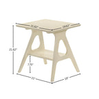 Table d'appoint en bois Mid-Century Modern avec étagère