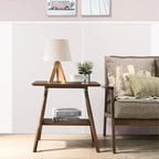 Table d'appoint en bois Mid-Century Modern avec étagère