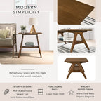 Table d'appoint en bois Mid-Century Modern avec étagère