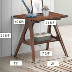 Table d'appoint en bois Mid-Century Modern avec étagère