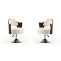 Fauteuil d'appoint pivotant réglable en hauteur en similicuir blanc et chrome poli (lot de 2)