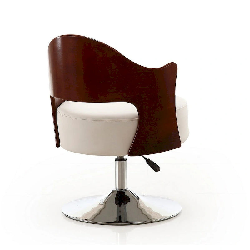 Fauteuil d'appoint pivotant réglable en hauteur en similicuir blanc et chrome poli (lot de 2)